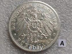 Germany SILVER aUNC 5 MARK 1907 Otto / Bavaria mint D / SUPER condition (A)