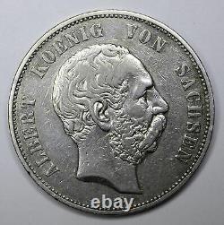 Germany-Saxony 5 Marks 1895 E silver KM#1246 ONLY 89K MINTED EF