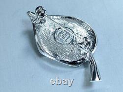 Givenchy Silver Logo Mark Engraved Brooch Near Mint Vintage Authentic JP I41716