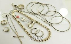Jewelry Lot Sterling Silver All Marked 101.6 g Rings Bracelets Necklaces Etc