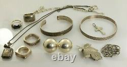 Jewelry Lot Sterling Silver All Marked 101.9 g Rings Bracelets Necklaces Etc