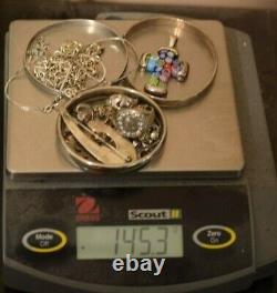 Jewelry Lot Sterling Silver All Marked 145.3 g Rings Bracelets Necklaces ETC
