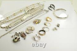 Jewelry Lot Sterling Silver All Marked 150.0 g Rings Bracelets Earrings ETC