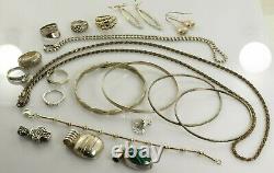 Jewelry Lot Sterling Silver All Marked 151.8 g Rings Bracelets Necklaces ETC