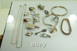 Jewelry Lot Sterling Silver All Marked 152.4 g Rings Bracelets Earrings ETC