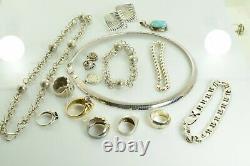 Jewelry Lot Sterling Silver All Marked 173.3 g Rings Bracelets Earrings ETC