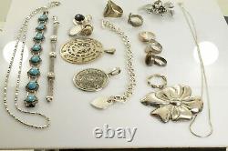 Jewelry Lot Sterling Silver All Marked 189.8 g Rings Bracelets Earrings ETC