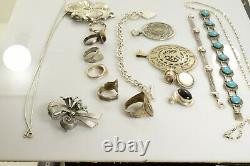 Jewelry Lot Sterling Silver All Marked 189.8 g Rings Bracelets Earrings ETC