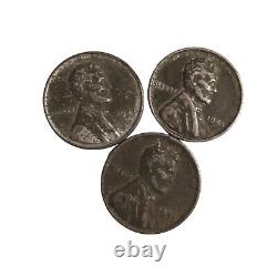 LOT OF 3 1943 Lincoln Silver Steel Wheat Penny, No Mint Mark, Magnetic