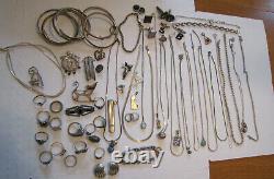 Large Lot of 410 Grams Sterling Silver Jewelry All Marked Scrap or Wear