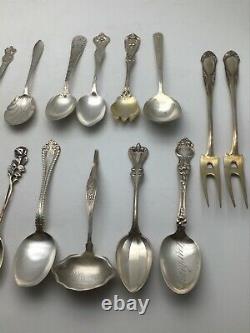 Large Lot of Fancy Sterling Silver Flatware Pieces Spoons Forks Ladle Marked