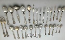 Large Lot of Fancy Sterling Silver Flatware Pieces Spoons Forks Ladle Marked