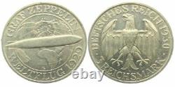Lg Rare Uncirc 1930 Zeppelin World Flight Silver 3 Mark Crown! Most Mints Avail