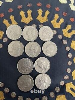 Lof 10- Washington Quarter 90% Silver Random Dates! With Mint Marks D, P