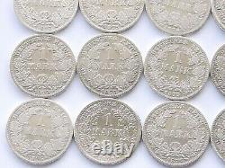 Lot GERMAN EMPIRE 25x 1 MARK 1873 1876 Silver WW1 NICE Collection Coin HISTORY