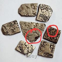 Lot Of 7 Ancient India Mayuriyan Punch Mark Silver Coin BCE 600 Peacock SL32