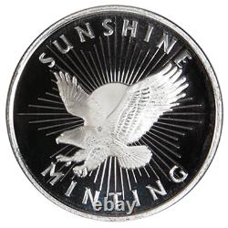 Lot of 10 1 Troy oz Sunshine Minting. 999 Fine Silver Round Mint Mark SI