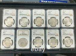 Lot of 10 Morgan Silver Dollars Different Date/Mint Mark NGC MS62 1879-1904 Q4OX