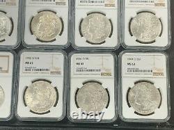 Lot of 10 Morgan Silver Dollars Different Date/Mint Mark NGC MS62 1879-1904 Q4OX