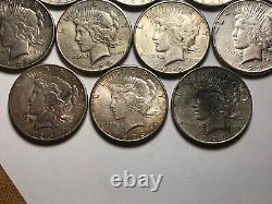 Lot of 15 Peace Silver Dollars With Mint Marks Higher Grade Coins