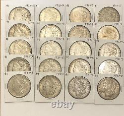 Lot of 20 Morgan Silver Dollars High Grades Dated 1921 All S Mint Marks