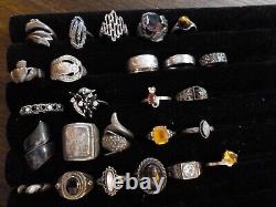 Lot of 25 VINTAGE STERLING SILVER Rings from unclaimed storage all marked