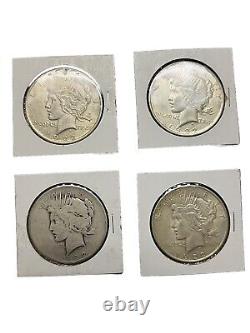 Lot of 4 1922 Peace Silver Dollars No Mint Mark WHAT YOU SEE IS WHAT YOU GET