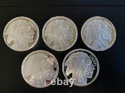 Lot of 5 1 Troy oz Sunshine Mint Buffalo. 999 Silver Round Mint Mark SI