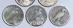 Lot of 5 Cull 1922-1935 US $1 Silver Peace Dollars, Mixed Dates & Mint Marks
