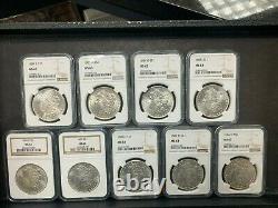 Lot of 9 Different Date/Mint Mark Morgan Silver Dollars 1881-1904 NGC MS63 Q4OL