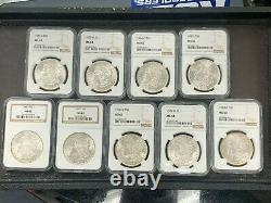 Lot of 9 Different Date/Mint Mark Morgan Silver Dollars 1881-1904 NGC MS63 Q4ON