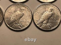 Lot of 9 Peace Silver Dollars All with Mint Marks D S Higher Grade Set of Coins