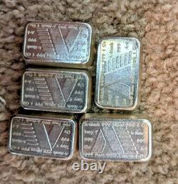 Lot of FIVE A-Mark 1 Oz. 999 Silver Stackable Bar USVI Ingot Co