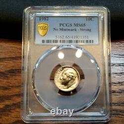MS65 1982 NO-P Mintmark Roosevelt Dime PCGS FS-501, Strong, Mint ERROR! State