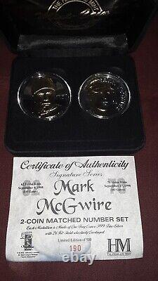 Mark Mcgwire Highland Mint. 999 Fine Silver 2 Coin Set Baseball MLB Vintage