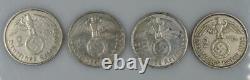 Mixed Lot of 10 Nazi German 2 Mark Reichsmark Silver Coins with Swastika