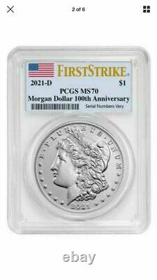 Morgan 2021 Silver Dollar D Mint Mark PCGS MS70 First Strike 100th Anniversary