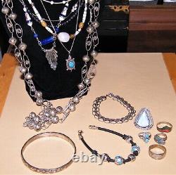 Mostly Marked 15Pc STERLING SILVER NATIVE AMERICAN/SW JEWELRY LOT Multi-stone
