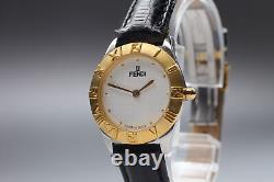 Near MINT FENDI 2000L Vintage Gold White Women's Quartz Watch From JAPAN