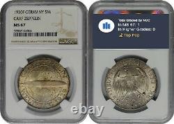 Ngc Ms67 Germany 5 Mark Zeppelin 1930-f Single Finest Mint State At Ngc For Type