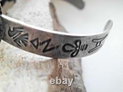 Old Harvey Navajo Cuff Repousee Floral Lot Of Stamping On Coin Silver Marked Ihm