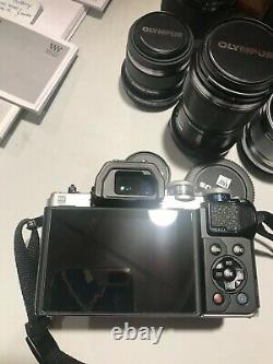 Olympus E-M10 Mark III 3 Silver Digital Camera. 6 lenses. Mint condition