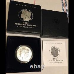 Orig Morgan 2021 Silver Dollar withS San Francisco Mint Mark IN HAND 21XF withCOA
