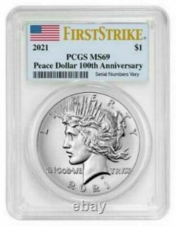 Peace 2021 Silver Dollar No Mint Mark PCGS MS69 First Strike 100th Anniversary