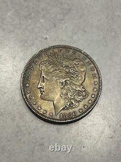 RARE 1880 morgan silver dollar no mint mark circulated VF condition