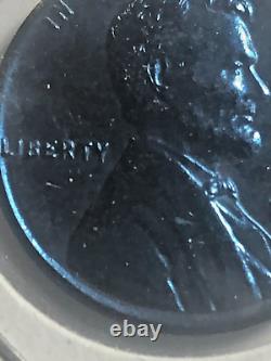 RARE 1943 Silver Steel Lincoln Wheat Penny, No Mint Mark, L on Rim, Toned Blue