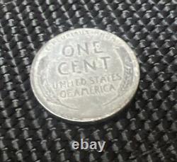 RARE-1943 Silver Steel Wheat Penny Tiny 4 No Mint Mark Great Condition