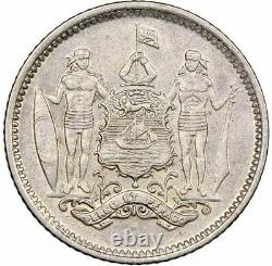 Rare 1929 British North Borneo Small Silver Coin 25 Cents Mint Mark H NGC AU 58
