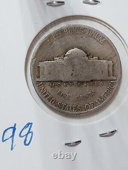 Rare 1942 Jefferson Nickel No Mint Mark War Time 35% Silver 5.03gm