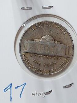 Rare 1942 Jefferson Nickel No Mint Mark War Time 35% Silver 5.07gm
